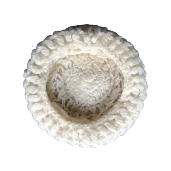 Vintage White Chunky Hand Knit Beret Winter Hat - Picture 4 of 5